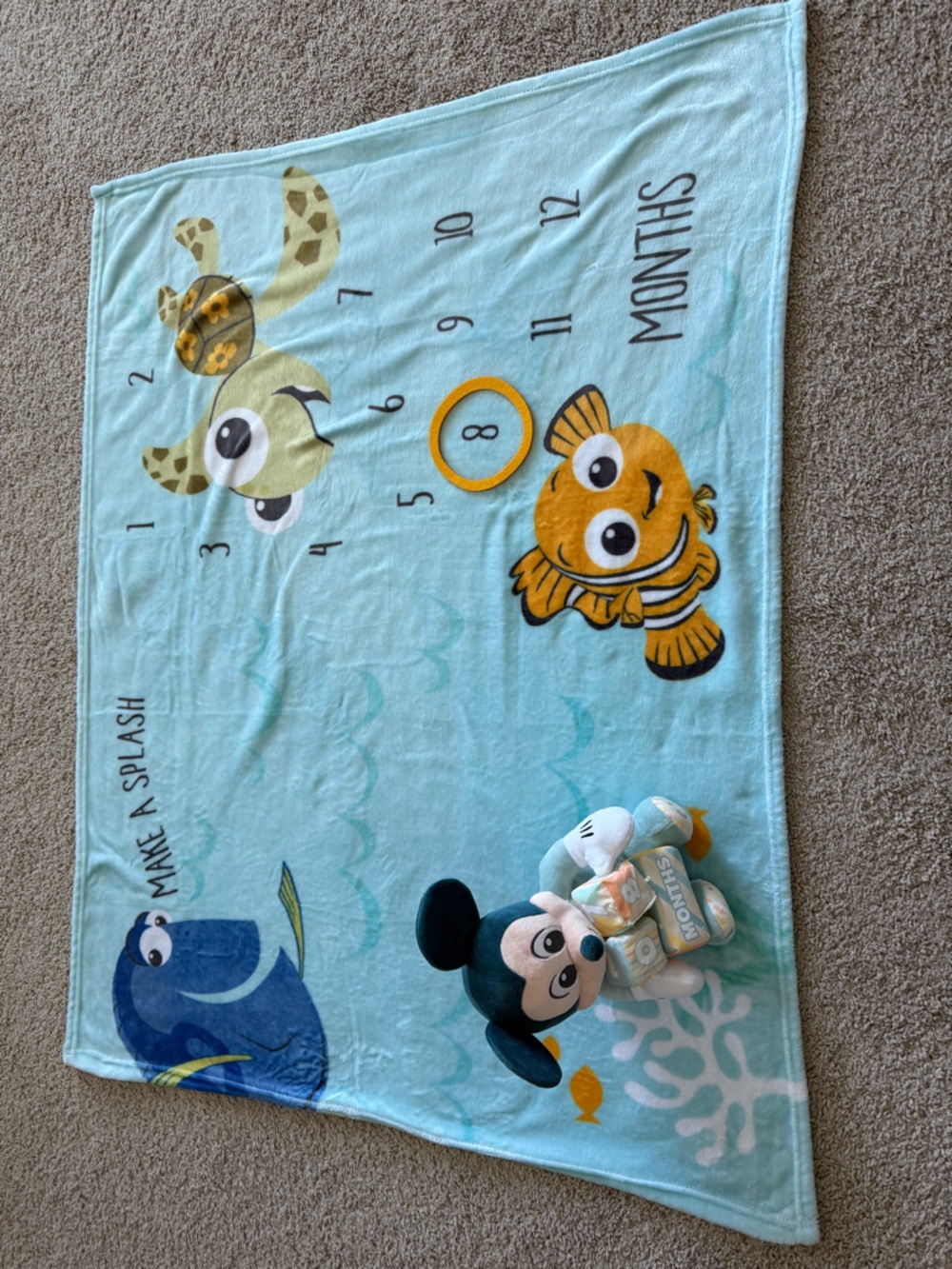 Disney Baby Nemo Milestone Blanket with Milestone Mickey Plush